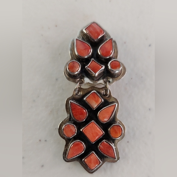 SOLD One L.V.M. Spirit Winds Sterling Silver Spiny Oyster/Coral Earring Clip On - Picture 9 of 14